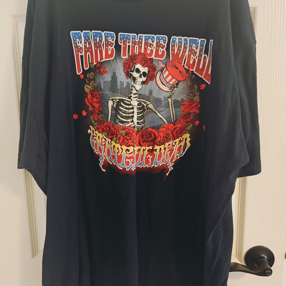 Tultex Black and Red Short Sleeve Tee with Skeleton Graphic